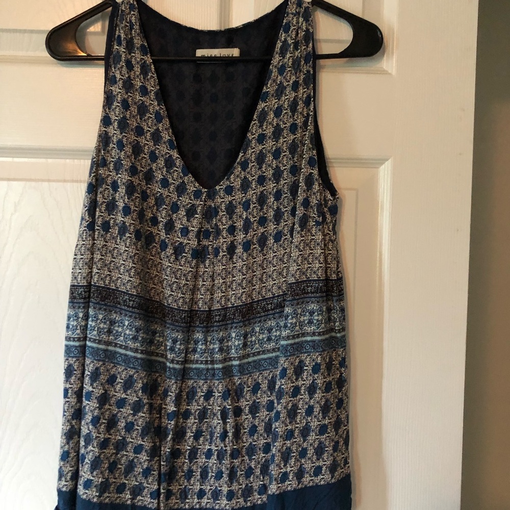 Navy blue v-neck loose fitting tank top
